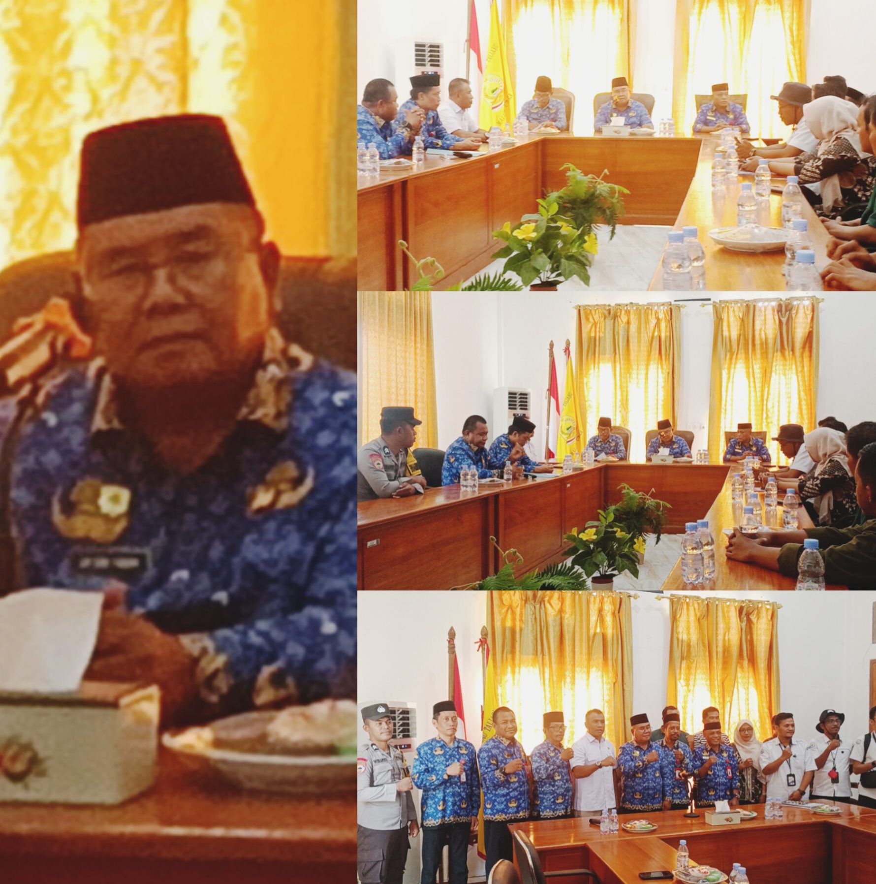Wakil Bupati Kabupaten Pulau Taliabu La Ode Yasir bersama pihak Kementerian Kelautan dan Perikanan dan Kepala Dinas Perikanan dan Kelautan saat menyerahkan lokasi pembangunan Kampung Nelayan Merah Putih di ruang pertemuan Kantor Wakil Bupati Kabupaten Pulau Taliabu pada Kamis (1/10/2026).